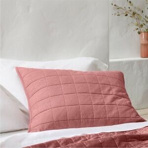 Casaluna Dusty-Rose Quilted Shams-Luxurious Heavyweight Linen Blend-Standard